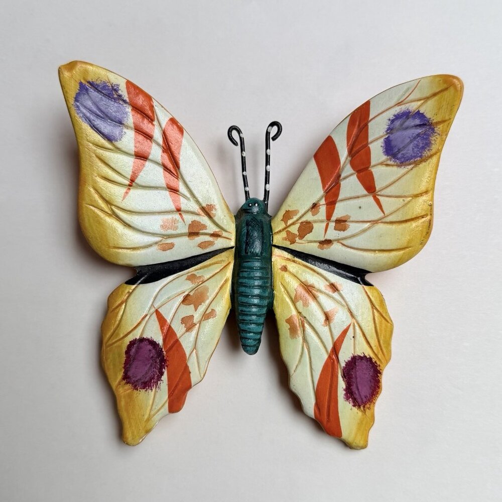 Vintage‎ Hand Painted Ceramic Butterfly Wall Hanging Plaques Retro Multicolor